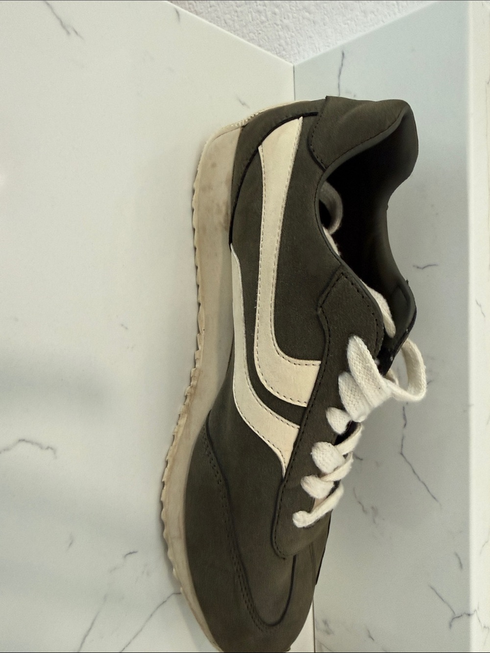 Banana Republic Factory Olive Green and Cream Sneakers - Picture 2 of 7